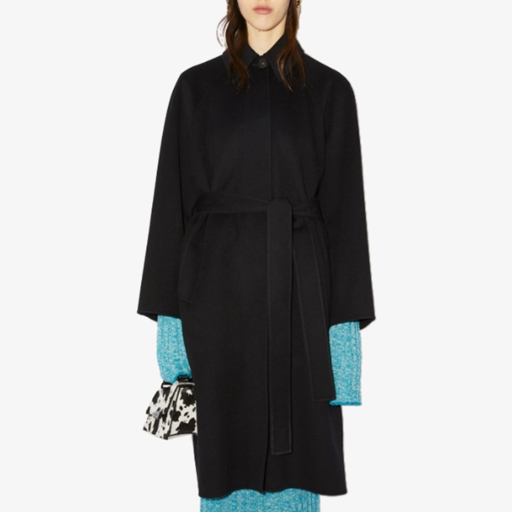 Acne Studios Orea Belted Wool Coat Black - Picture 2 of 8